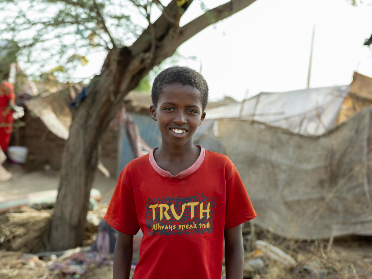 Junge in einem Flüchtlingscamp im Sudan.