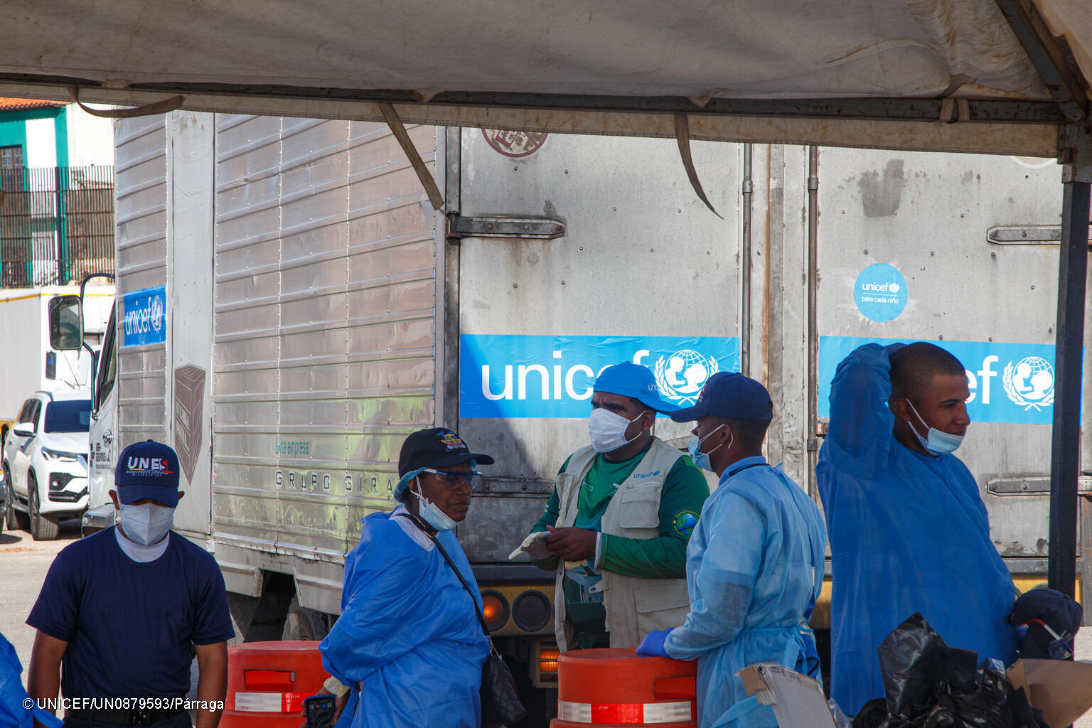 Ein voll beladener UNICEF LKW in Venezuela.